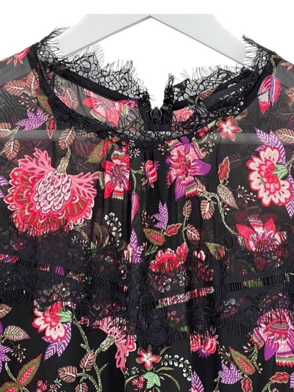 Ninewest Black and Pink Floral Long-Sleeve Dress - Picture 4 of 6